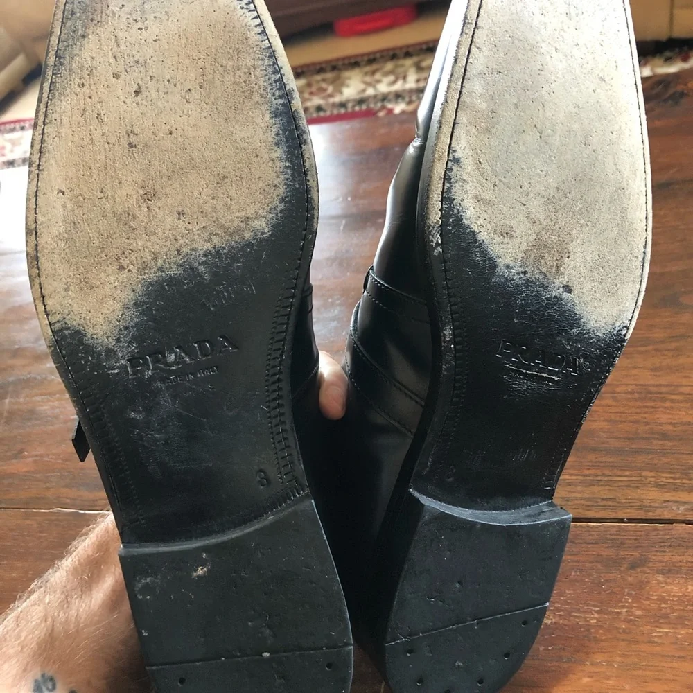 Prada Black Leather Monk Strap Men’s Dress Shoes